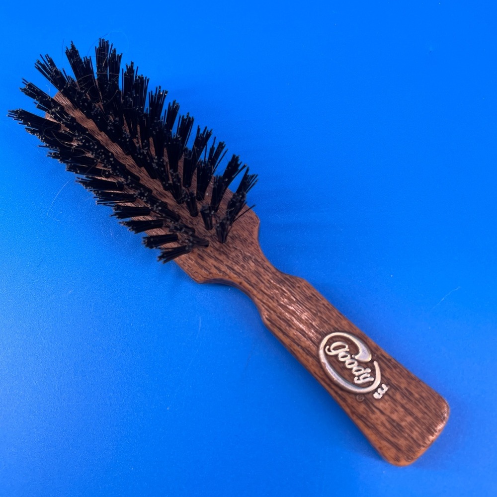 Goody Hair Brush Faux Wood Brown 6" VTG 1980s Boar Bristle Made in USA
